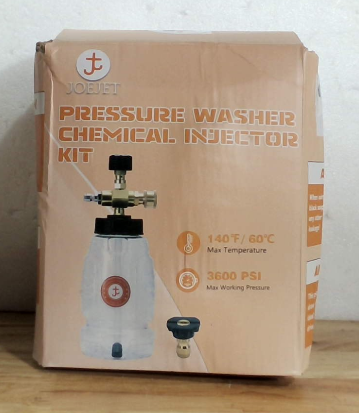 Inyector Químico Ajustable JOEJET para Hidrolavadora – 3600 PSI, Conector 1/4", Botella 1 Litro