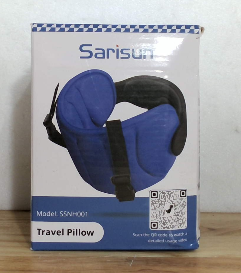 Almohada de Viaje SARISUN con Soporte Estable de Cabeza – Incluye Máscara para Ojos y Correa para Asiento | Evita el Cabeceo en Vuelos y Viajes por Carretera (Negro Moteado)