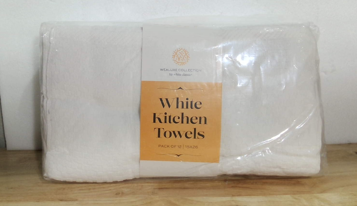 Wealuxe Paquete de 12 toallas de cocina superabsorbentes, 100 % algodón, 450 GSM, gruesas, lavables a máquina, para secar la cocina, limpieza