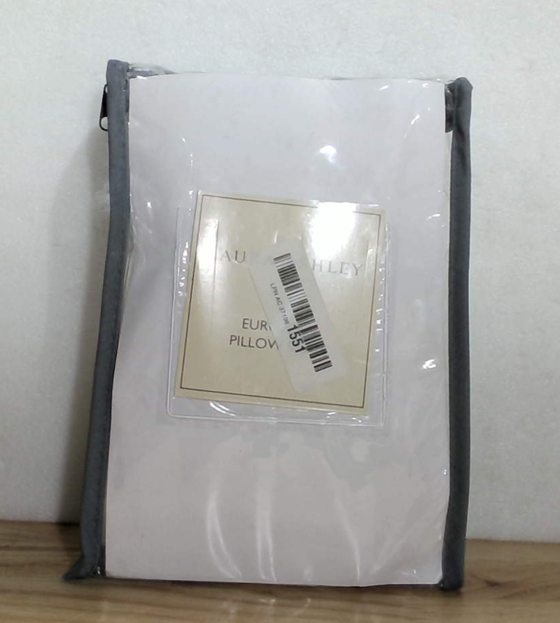 Funda de Almohada Euro Laura Ashley, Lino Falso Suave, Algodón Ramio, Decorativa con Detalle de Borde 66×66 cm, Decoración Habitación (Azul Mila)