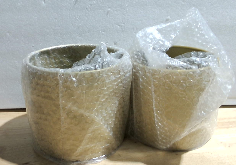 Maceteros Metálicos Vixdonos Pack x2 | Redondos con Drenaje para Suculentas y Cactus — 15 cm y 17 cm, Color Dorado