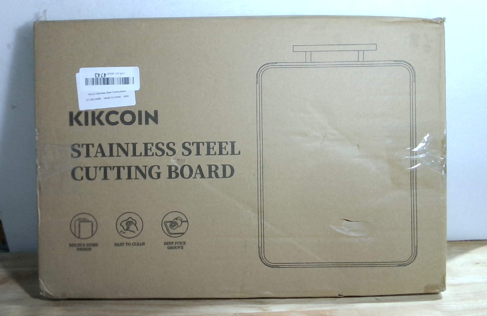 Kikcoin Tablas de cortar de acero inoxidable de doble cara para cocina, acero inoxidable y paja de trigo PP Tabla de cortar grande, color negro