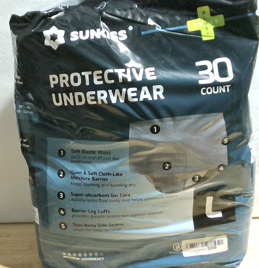 Ropa Interior para Incontinencia SUNKISS Super Soft para Hombres – 30 Unidades, Talla Grande, Color Gris, Máxima Absorción