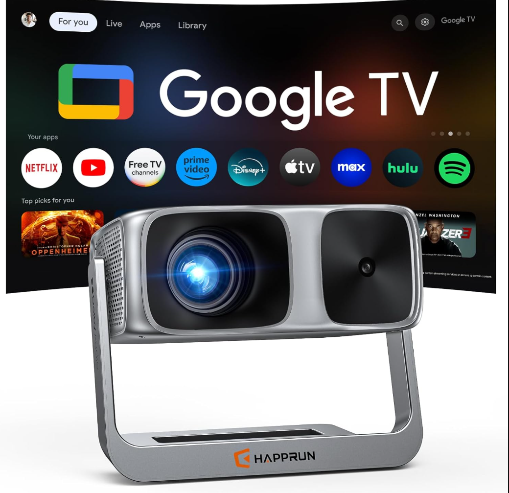 Proyector inteligente HAPPRUN K7 con Google TV para cine en casa