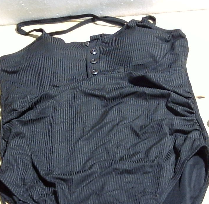 COLOR NEGRO-TALLA L-Traje de baño de maternidad de verano Mae traje de baño de una pieza cuello con botones espalda cruzada