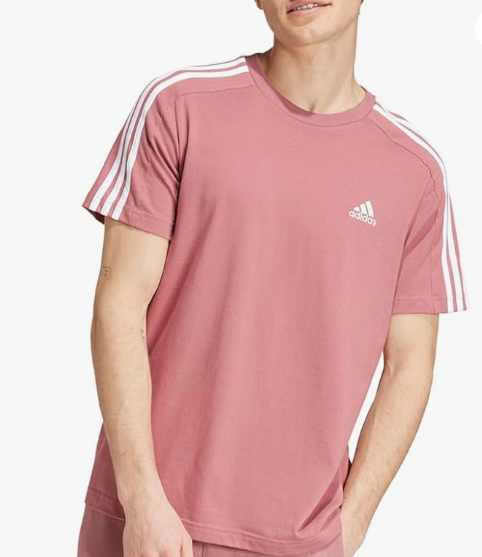 Camiseta Adidas Essentials Manga Corta para Hombre – Talla S, Color Rosa
