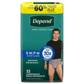 Depend FIT-FLEX - Ropa interior de incontinencia para hombre, máxima absorción, desechable, S/M, gris, 32 unidades
