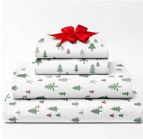 Set de Sábanas Full Christmas Trees – Juego de Cama Navideño 4 Piezas