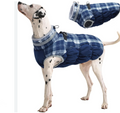 Abrigo Impermeable FUAMEY para Perros Grandes Talla L — Chaleco Reflectivo con Arnes, Forro Polar, Cuadros Azules