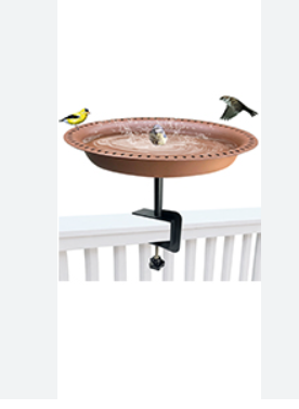 Baño para Pájaros Garbuildman con Base de 5 Puntas y Estaca Metálica — Tazón Desmontable, Estilo Oval, Color Café