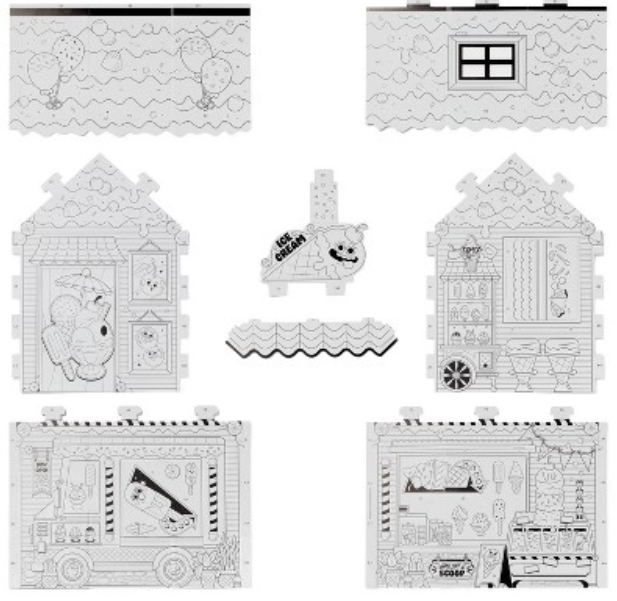 Mondo Llama – Color Your Own Ice Cream Stand Fort | Fuerte para Colorear de Helados
