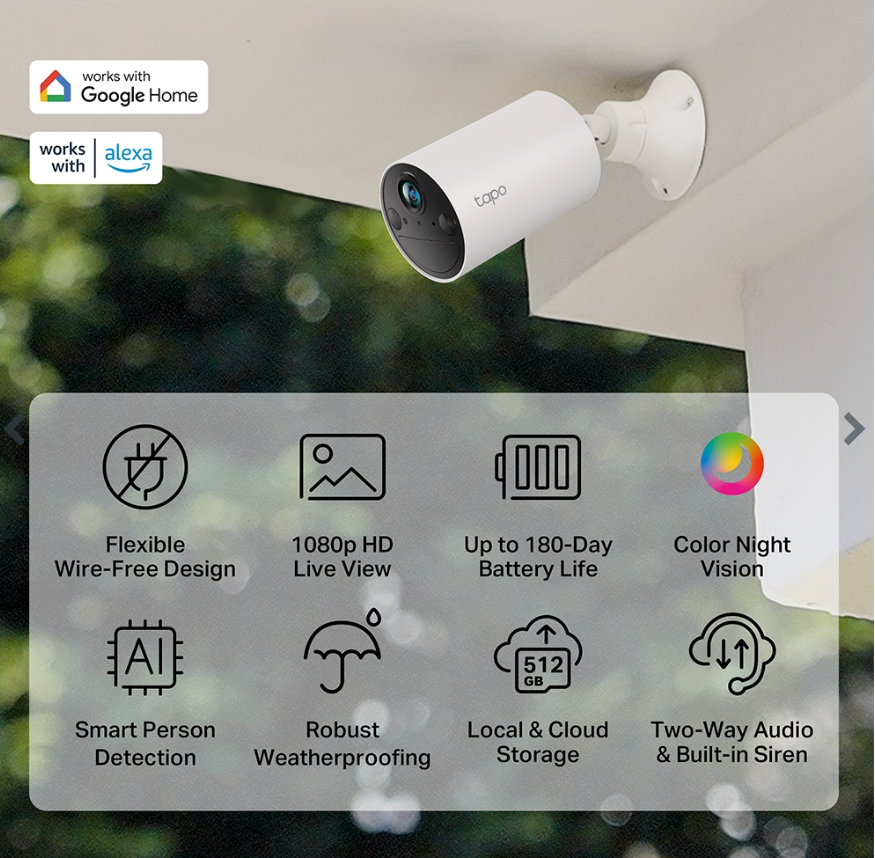 Tapo C402 Cámara de seguridad inteligente inalámbrica para interiores y exteriores