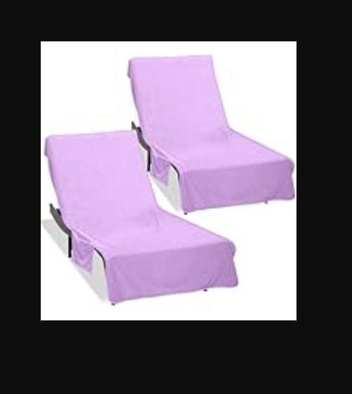 Funda de Toalla para Silla de Descanso Súper Suave y Gruesa (Paquete de 2), Funda para Tumbona con Bolsillos, Funda para Silla de Playa para Piscina, Playa, Jardín, Patio y Viajes