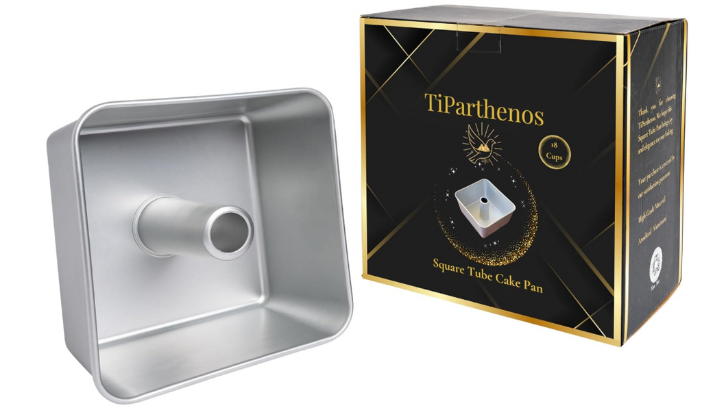 Molde Cuadrado para Pastel de Tubo – Aluminio Anodizado, 18 Tazas, 9x9x4.5 Pulgadas, Liberación Fácil