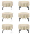 BRILLMAX Paquete de 6 manteles redondos beige de 70 pulgadas para mesas de 30 a 54 pulgad