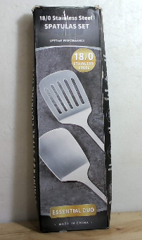 Set de 2 Espátulas de Acero Inoxidable | Sólida y Ranurada, Resistente al Calor, Para Cocina