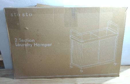 Cesto de Ropa Sucia Rodante STO STO 2 Secciones 100L – Carrito con Ruedas, Bolsa Lavable y Manija de Metal