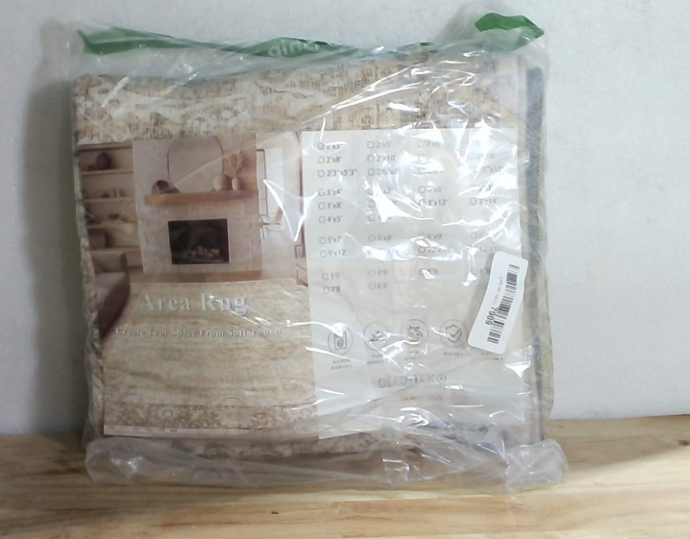 Tapete Vintage Lavable 2x3 Beige – Pelo Bajo Antideslizante, Estilo Distressed Tradicional para Entrada, Cocina y Baño