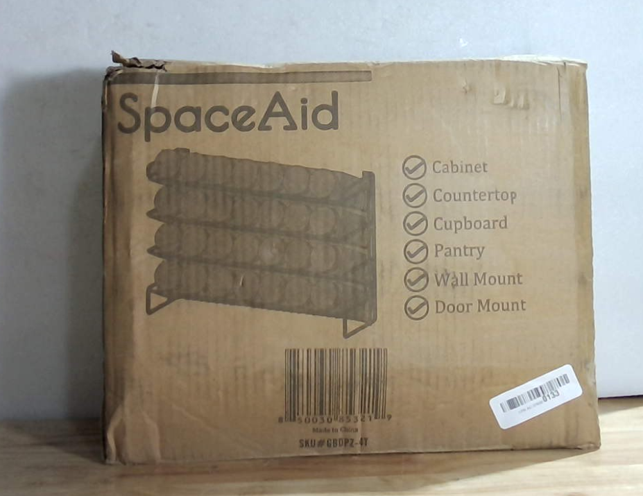 Organizador de Especias SpaceAid con 28 Frascos y 386 Etiquetas – Color Negro, 13.4"x10.8", para Gabinete, Pared, Puerta y Mostrador