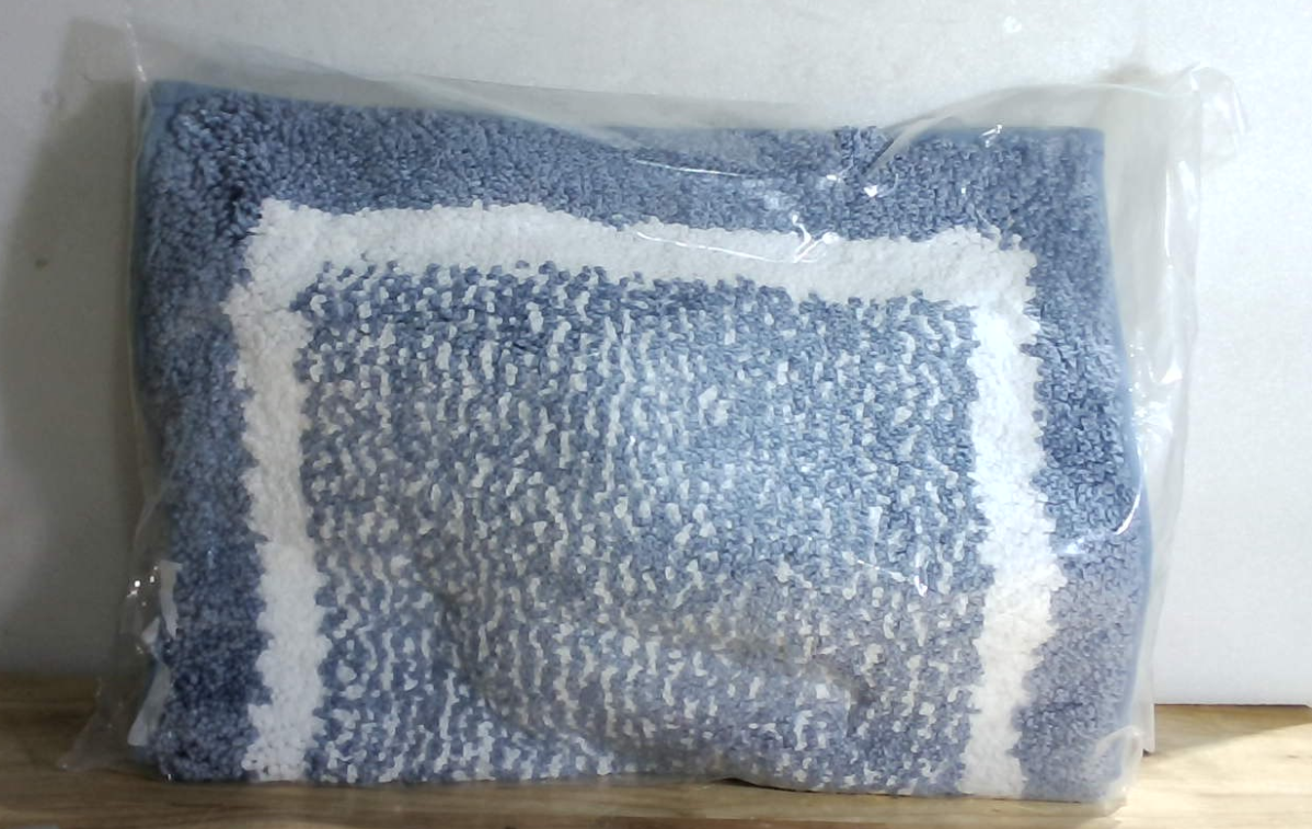 Tapete de Baño Color&Geometry Azul 16x24" – Suave, Antideslizante, Absorbente y Lavable en Máquina, Microfibra para Ducha y Baño