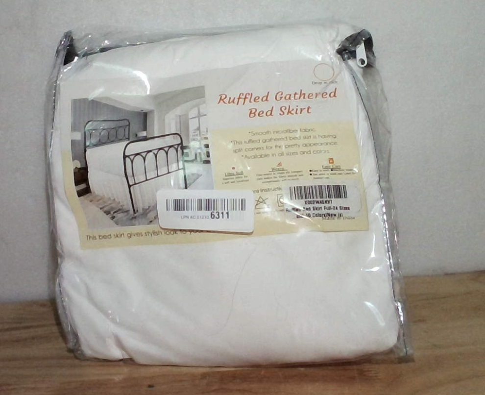 Falda de Cama Microfibra Premium Blanca – Volantes Completos, Caída 61 cm, Esquinas Divididas, Antiarrugas, Colchón 137x190 cm