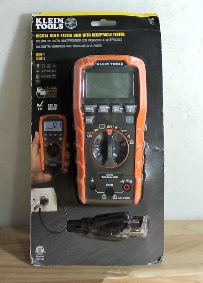Multímetro Digital Klein Tools ET270 – Rango Automático, CA/CC, Continuidad, Probador GFCI