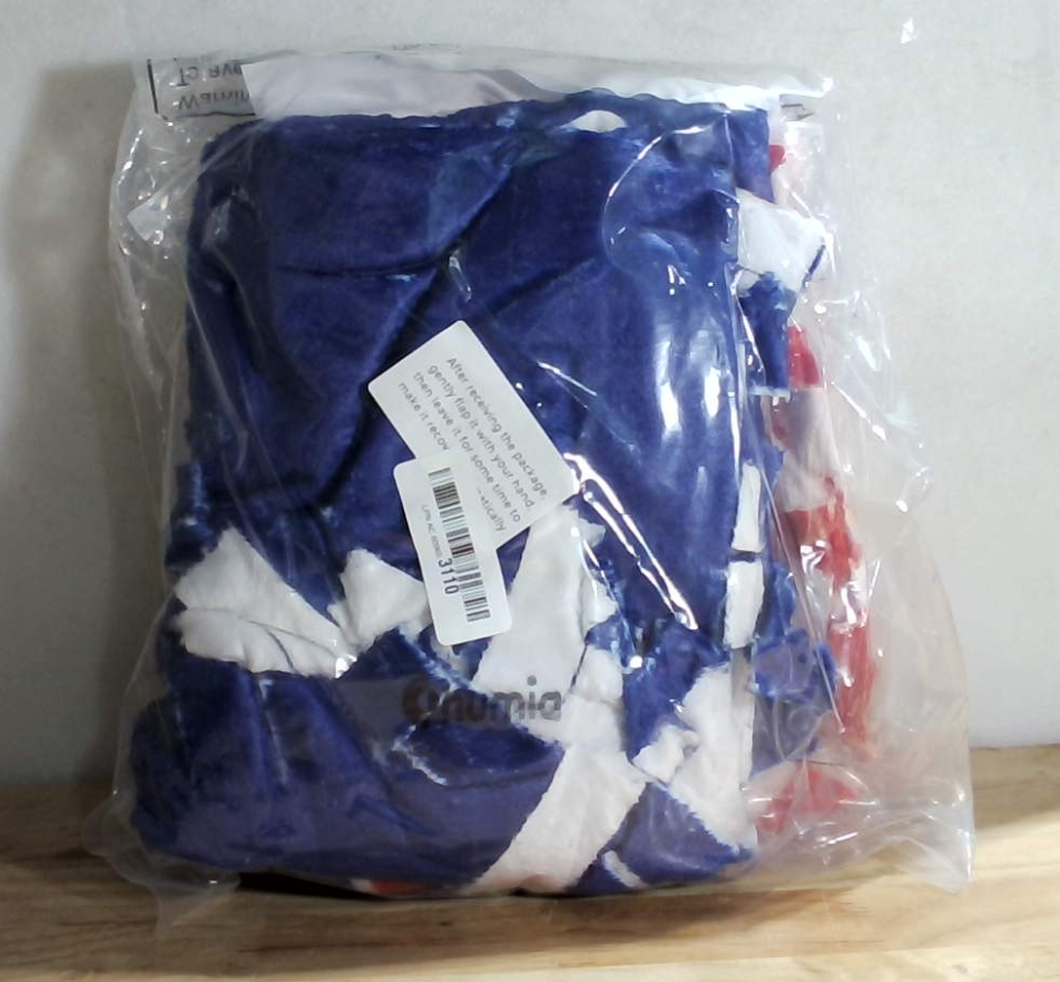 Chumia Kit de 2 Mantas Patrióticas con Nudos DIY – Forro Polar 57x57", Rojo, Blanco y Azul