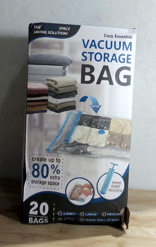 20 bolsas de almacenamiento al vacío, bolsas de ahorro de espacio (4 Jumbo/4 Grandes/4 Medianas/4 Pequeñas/4 Enrollables) de compresión para edredones