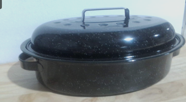 Bandeja para Asar Ovalada 15.4" con Tapa – Asadera Mediana para Pavo, Pollo, Cordero, Verduras y Lasaña hasta 10 lb