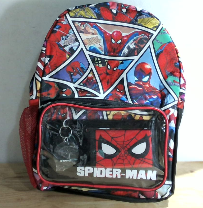 Mochila infantil de Marvel Spiderman de 4 piezas con botella de agua y estuche para lápices, bolsa para el almuerzo o monedero llavero. Idea de regalo.