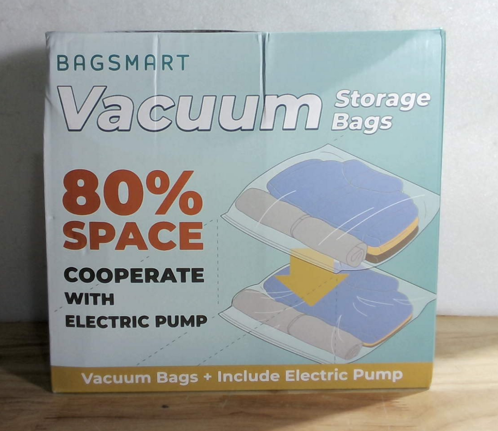 Bolsas de Almacenamiento al Vacío con Bomba Eléctrica | Ahorra hasta 80% de Espacio | Ropa y Ropa de Cama | 1 Set