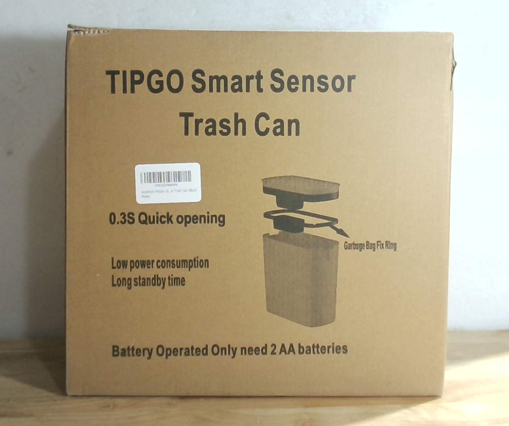 Papelera de Baño TIPGO con Sensor de Movimiento Automático | 9.7L Sin Contacto | Tapa Hermética | Plástico Delgado | Baño Dormitorio Oficina | Color Negro | 1 Unidad
