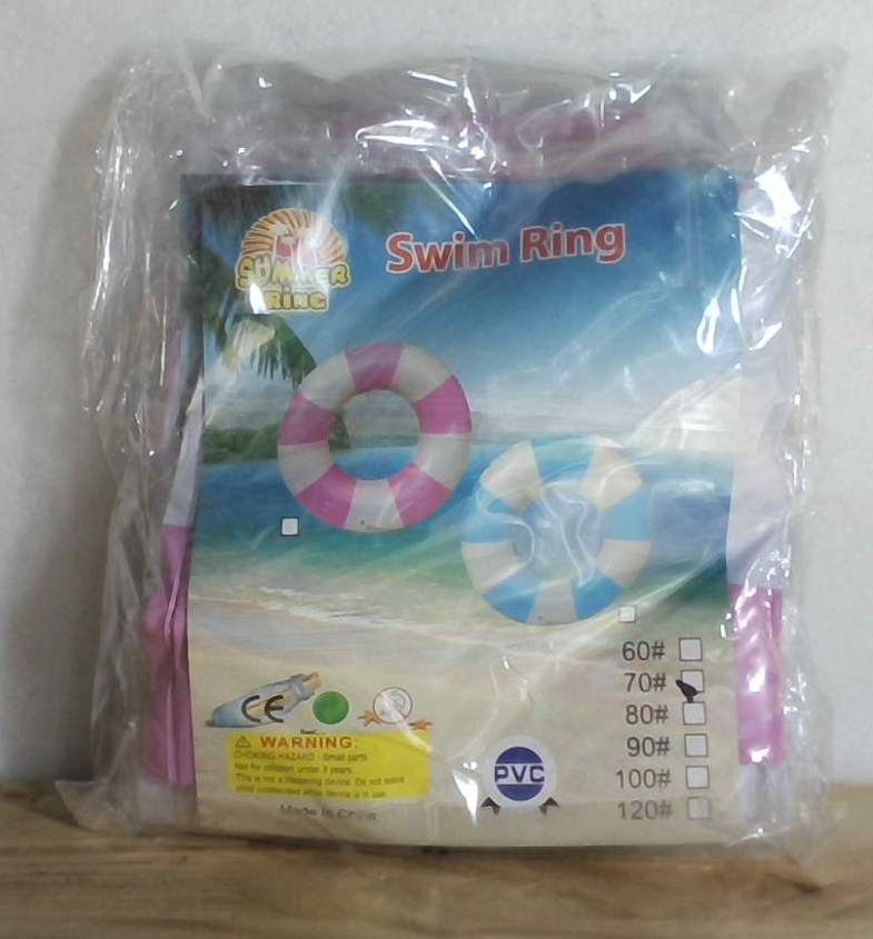 Whaline Pack 4 Flotadores Inflables Blanco y Rosa | Anillos Natación Rayas 22.8" | Niños y Niñas | Piscina Playa Verano Fiesta | 4 Unidades