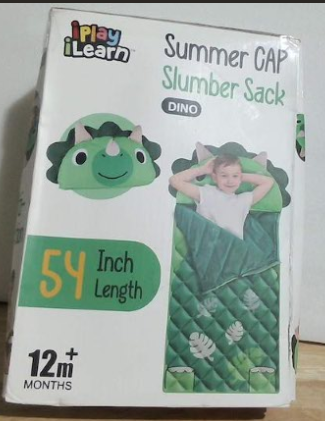 Saco de Dormir Infantil 2 en 1 iPlay iLearn – Diseño de Dinosaurio | Se Convierte en Almohada | Ideal para Siestas y Campamentos