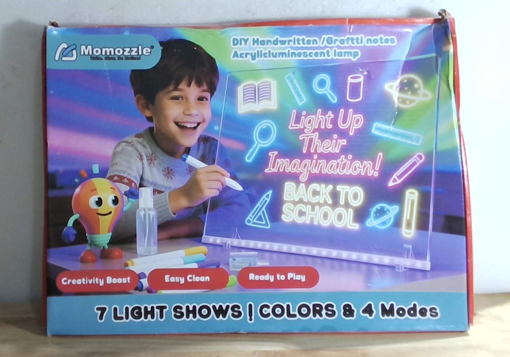 Pizarra LED para niños: pizarra electrónica blanca de acrílico borrable, tableta de dibujo de 40 x 30 cm, 6 modos y 8 colores de luz, juguete para niños con 13 LED, regalos de cumpleaños y días festivos para niñas y niños.