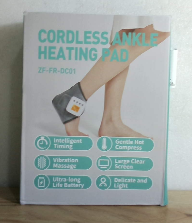 Masajeador de tobillo inalámbrico con calor, almohadilla térmica recargable de 17 a 14 cm para tendinitis de Aquiles y fascitis plantar, 3 modos de vibración, 3 niveles de calor, apagado automático (1 unidad).