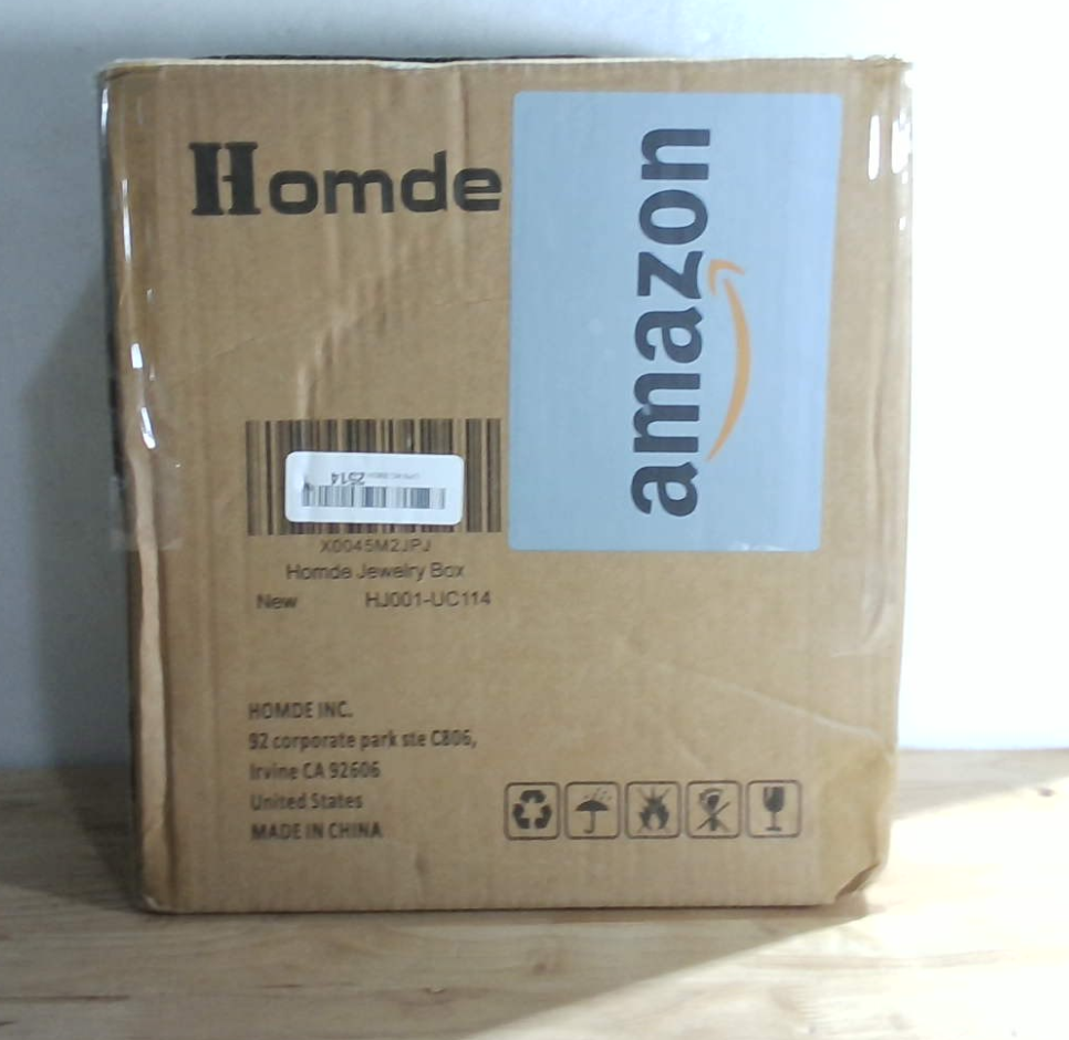 Caja de joyería grande de piel sintética con espejo, organizador de relojes, collares, anillos y pendientes, estuche de regalo con cerradura de la marca Homde (marrón + dorado)