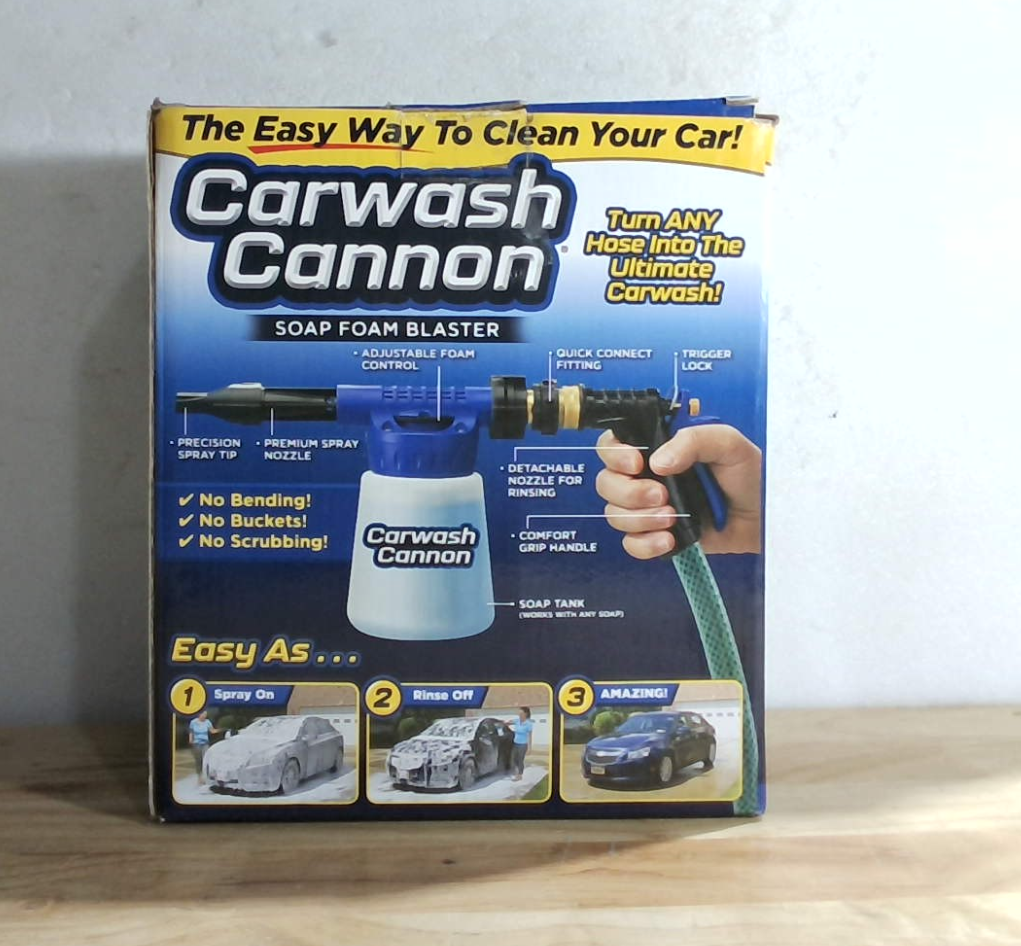 Pistola de espuma Ontel Carwash Cannon para coches, camiones, barcos y más: 5 ajustes de pulverización, solo rocíe y enjuague, sin residuos ni película (el embalaje puede variar).