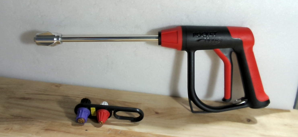 Manguera de bolsillo Arrow, como se ve en la televisión, boquilla de pulverización personalizable desde un potente chorro de limpieza hasta un suave riego de jardín, tecnología Flow Force, 4 puntas de precisión, resistente a la corrosión, agarre