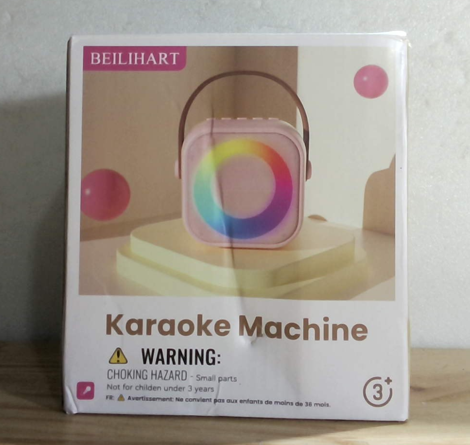 Mini máquina de karaoke, altavoz portátil Bluetooth con 2 micrófonos inalámbricos y luces para fiestas para niños y adultos, regalo de cumpleaños para niñas, niños y familias en casa.