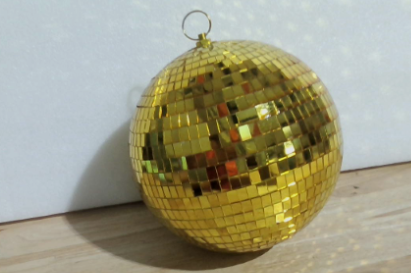 Bola de discoteca colgante con espejo de 20 cm de DJBoomy: Bolas de discoteca doradas con decoración y anillo para colgar, ideales para fiestas, eventos en casa y fiestas de DJ.