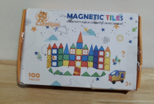CuteTiger Magnetic Tiles, 100 piezas de juguetes magnéticos de construcción, set de construcción magnético para niños, bloques apilables, regalo perfecto de juguetes STEM para niños y niñas.