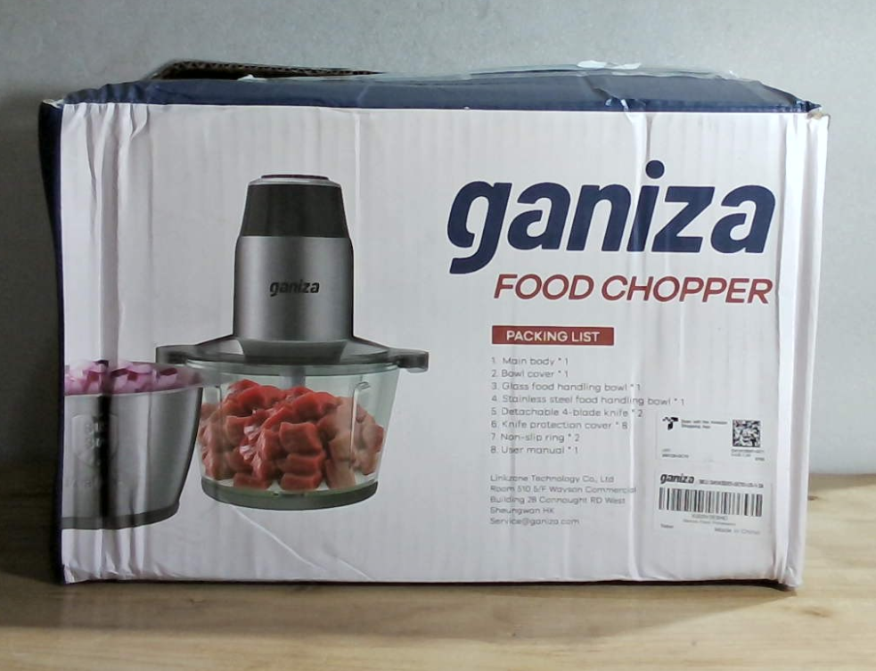 Procesador de alimentos GANIZA, picador eléctrico con molinillo de carne y picador de verduras - 2 recipientes (8 tazas + 8 tazas) con potente motor de cobre de 450 W - Incluye 2 juegos de cuchillas de doble nivel para frutas, carne y frutos secos.