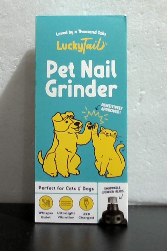 Lima de uñas LuckyTail para perros y gatos: lima de uñas eléctrica súper silenciosa y de baja vibración con 2 luces LED, recargable por USB e inalámbrica, 2 velocidades, para mascotas pequeñas y grandes.