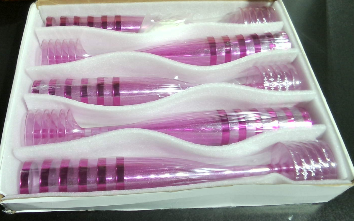 Copas de champán de poliestireno con borde rosa de 194 ml (6.5 oz) de Homy Feel, paquete de 30 copas de vino desechables para fiestas.
