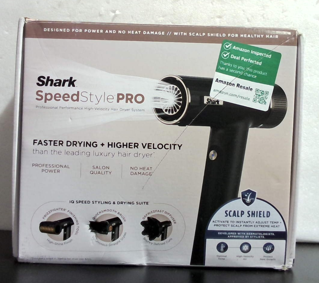 Sistema secador de pelo de alta velocidad Shark SpeedStyle Pro Professional Performance con protector de cuero cabelludo y kit de peinado y secado IQ Speed, ideal para cabello rizado y afro, ligero, iónico, sin daños por calor, HD732
