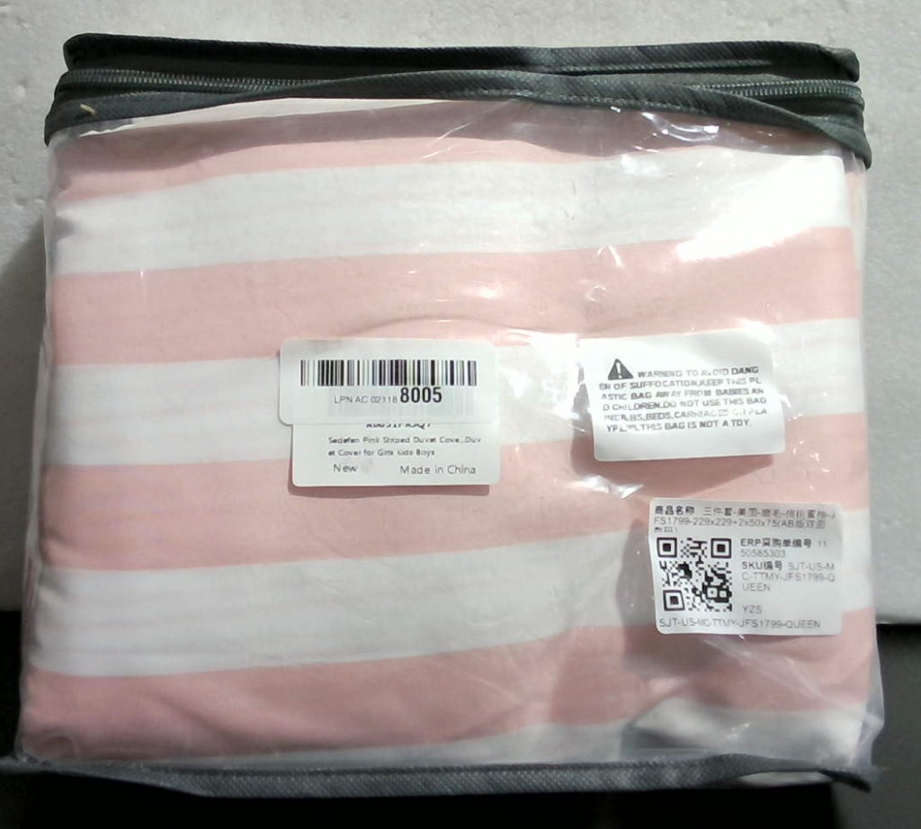 Funda nórdica Sedefen a rayas rosas tamaño Queen, juego de ropa de cama a rayas naranjas y rosas con cierre de cremallera oculto, funda nórdica reversible de microfibra suave con estampado de rayas para niñas y niños.