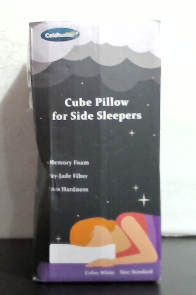 Almohada cúbica COLDHUNTER Pro para personas que duermen de lado, almohada de espuma viscoelástica, almohada suave que brinda soporte para la cabeza, el cuello y el alivio del dolor de hombros, blanca - 24"x12"x5"
