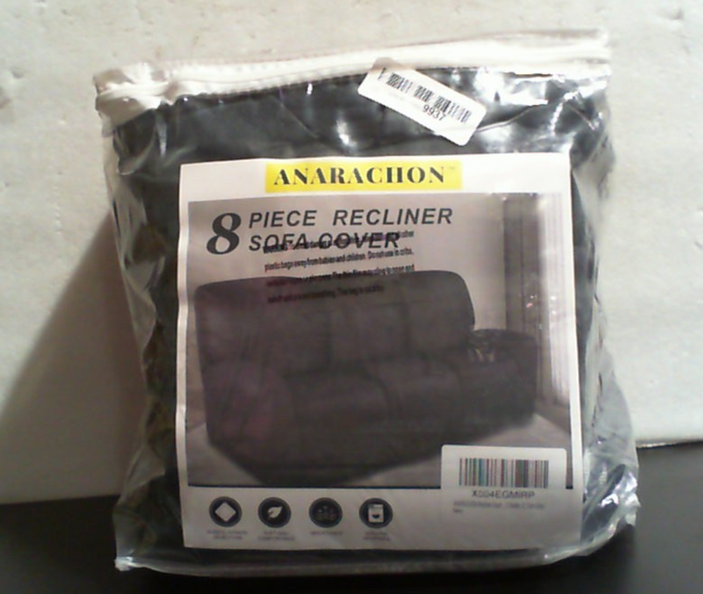 Funda para sofá reclinable ANARACHON con aspecto de cuero, fundas para sofá reclinable de 3 cojines, 8 piezas, protector de muebles de tela spandex lavable (3 plazas, 01 Gris oscuro)