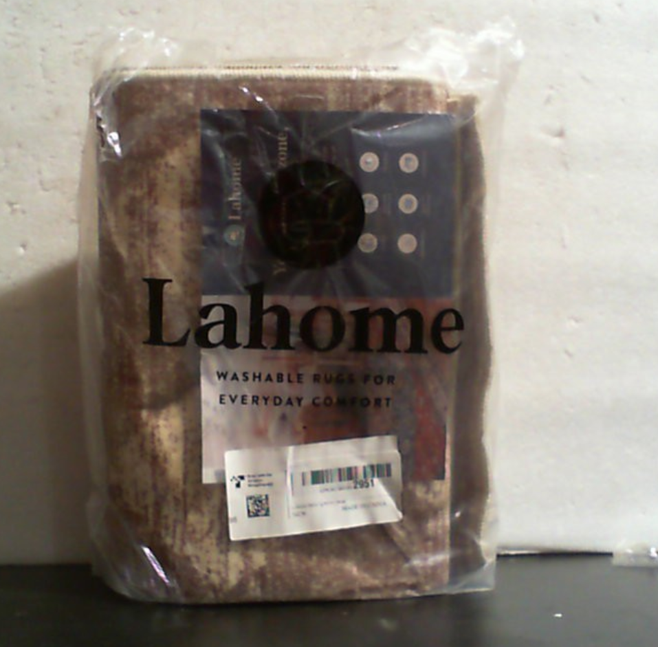 Alfombra lavable Lahome Zelie Moroccan Treills de 2x8 pies para pasillo, antideslizante, para baño y cocina, alfombra moderna a cuadros suave para entrada y sala de estar, color beige.